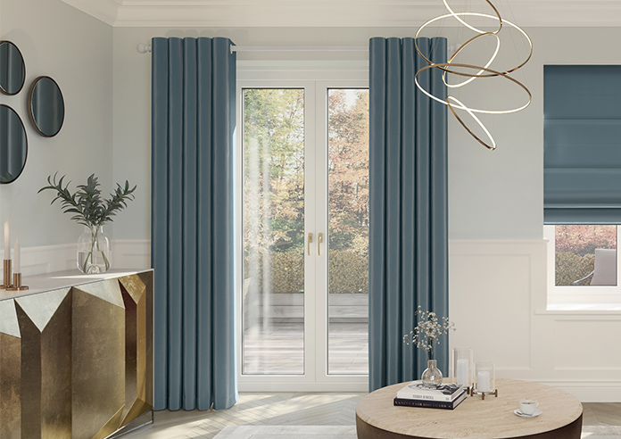 Akoya Faux Silk, Lustre Ink Blue - Made to Measure Curtain - Image 3